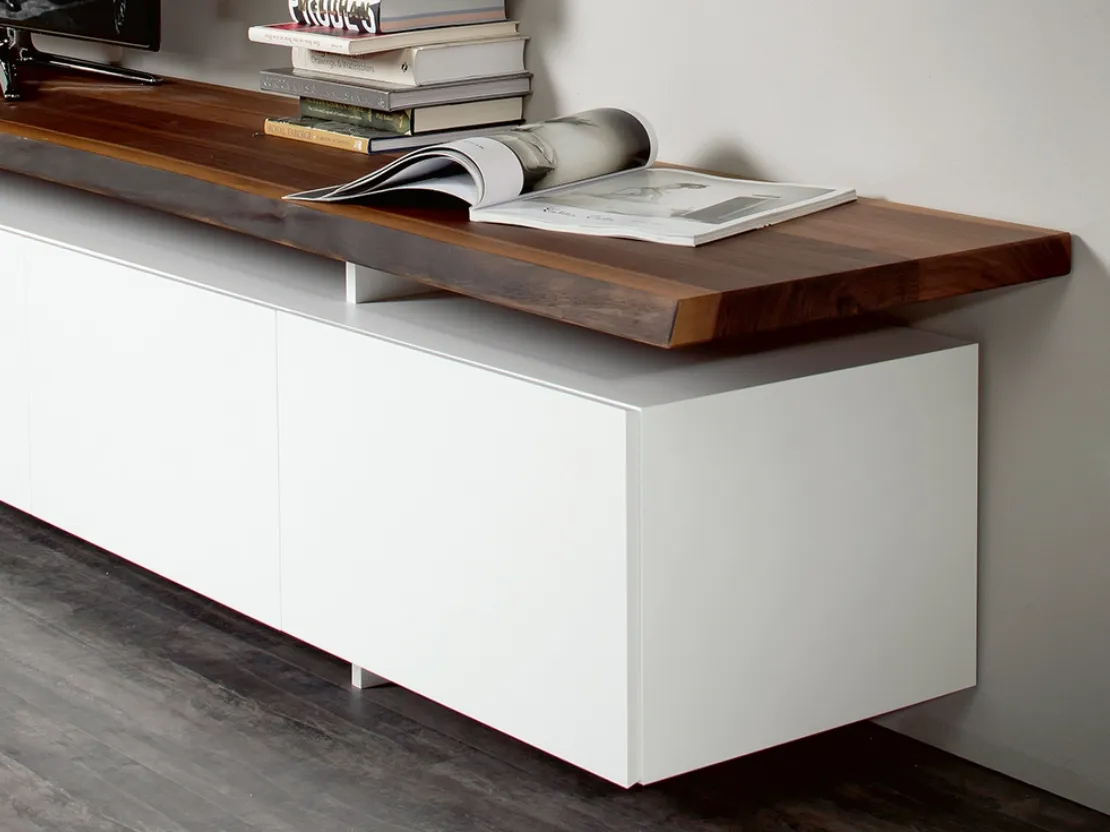 Mobile Porta Tv Seneca in laccato con top in legno di Cattelan Italia