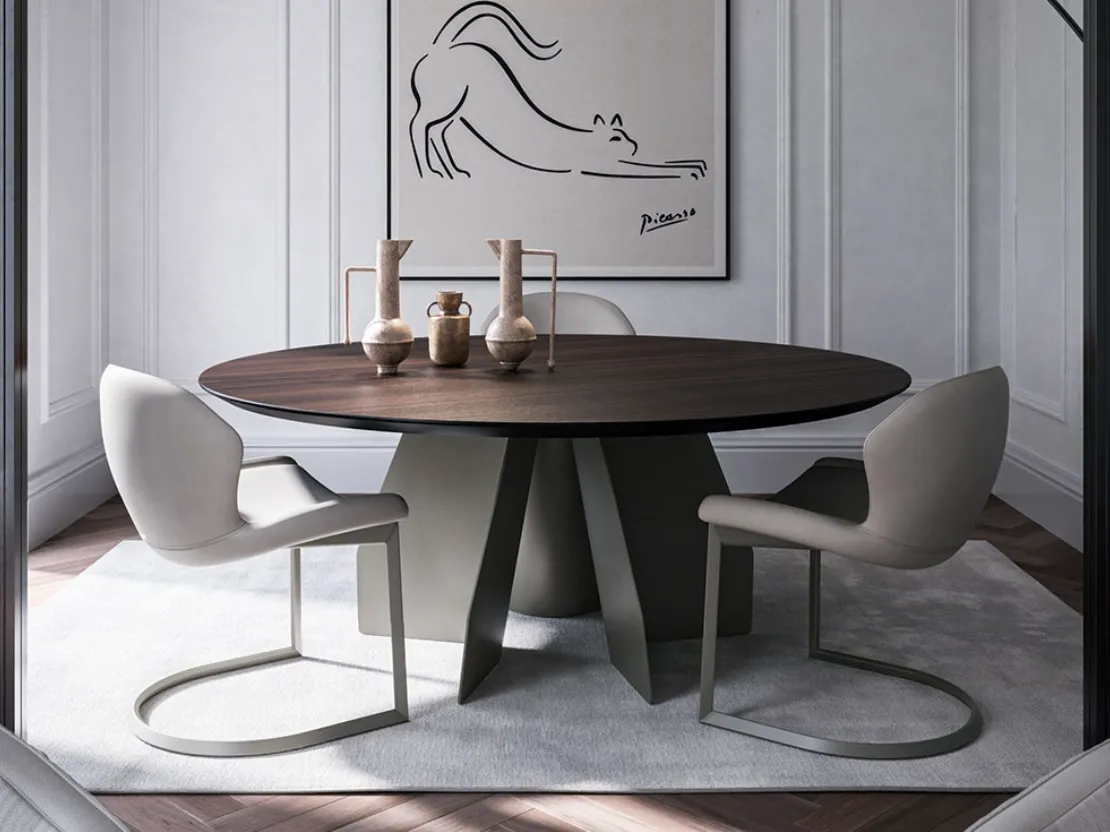 Tavolo con top in legno Senator Round di Cattelan Italia